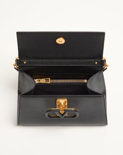 Valentino Garavani - Valentino Garavani Vsling Small Handbag In Grainy Calfskin - Black - Woman - Top Handle Bags